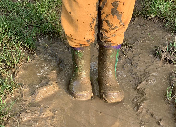 Muddy wellies